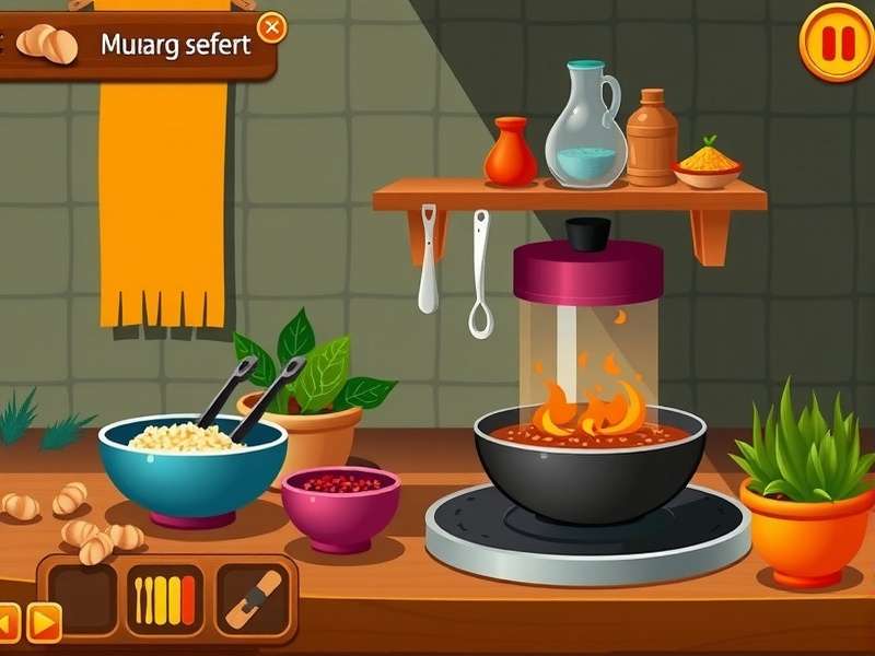 Nutmeg Expert cooking mini-game showing Indian recipe preparation